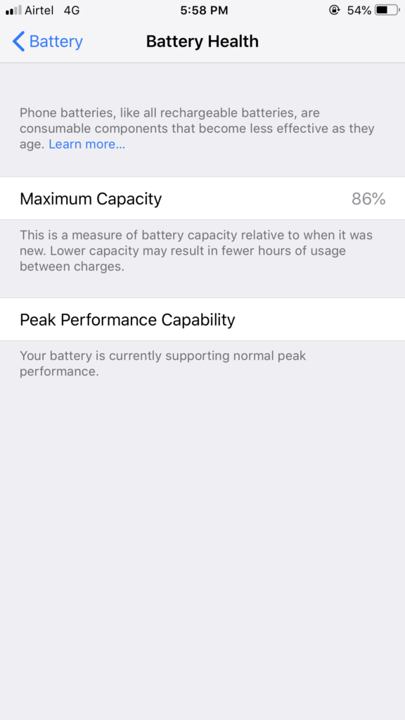 iphone battery health capacity