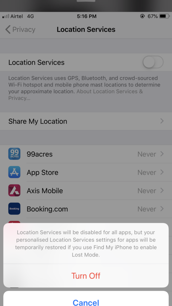 iphone location services