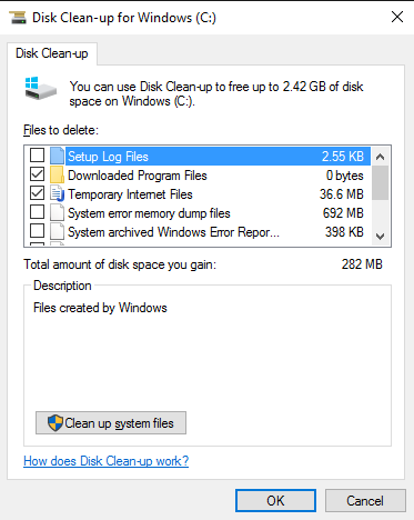 delete temporary files