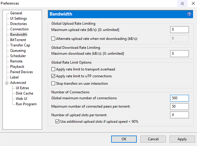 utorrent bandwidth