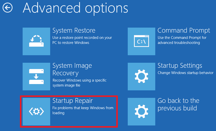 windows startup recovery