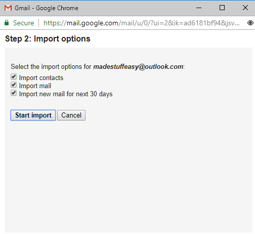 import outlook to gmail