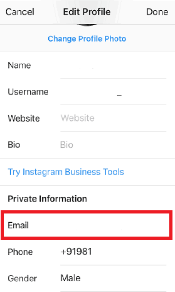 instagram email by id