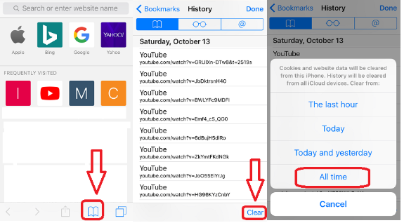 clear iphone safari history