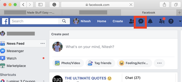 facebook web message