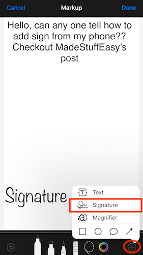 add sign iphone