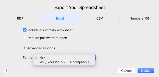 export your spreadsheet