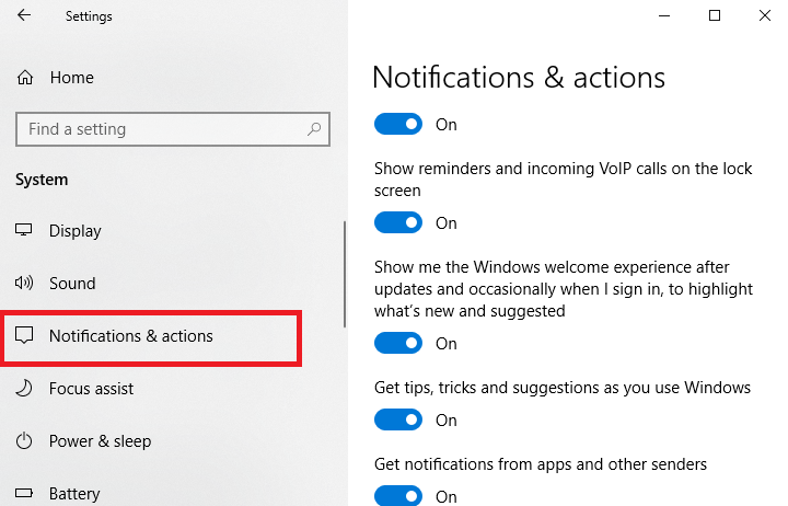 notification and actions