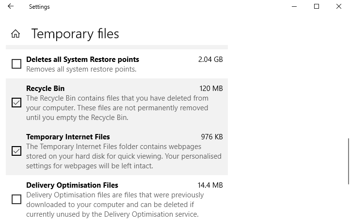 temporary file recycle bin