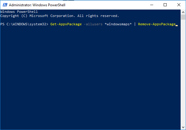 delete built in app using powershell