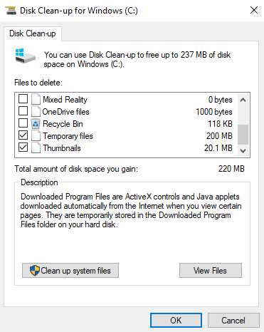 disk cleanup tool