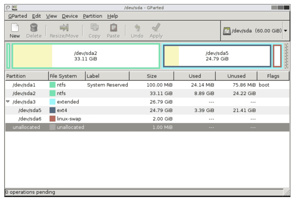 GParted Disk Partition ui