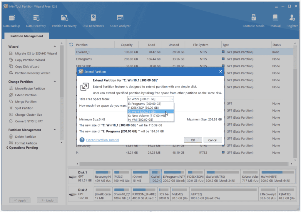 MiniTool Partition Wizard ui