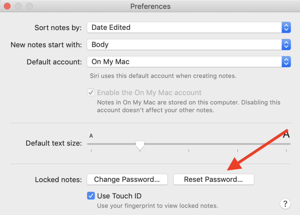 reset password notes