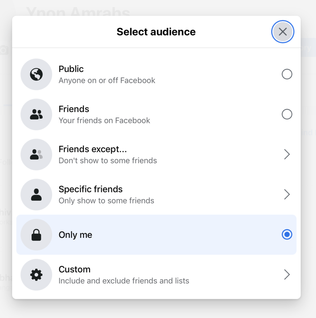 select fb audience