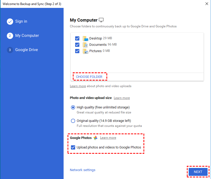 setting google backup and sync