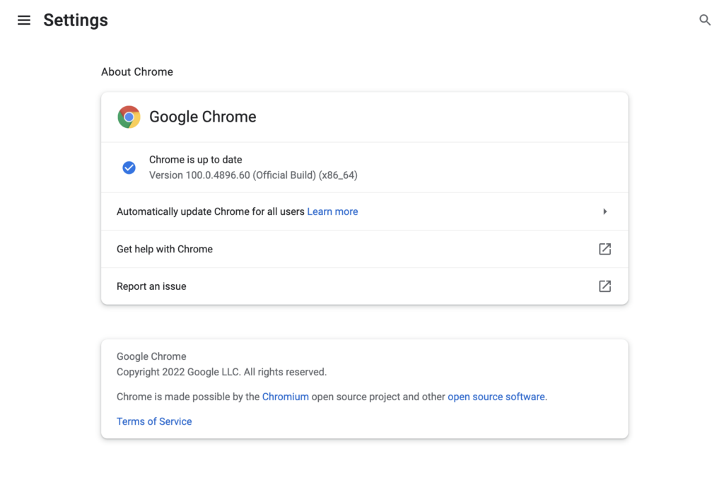 google chrome update