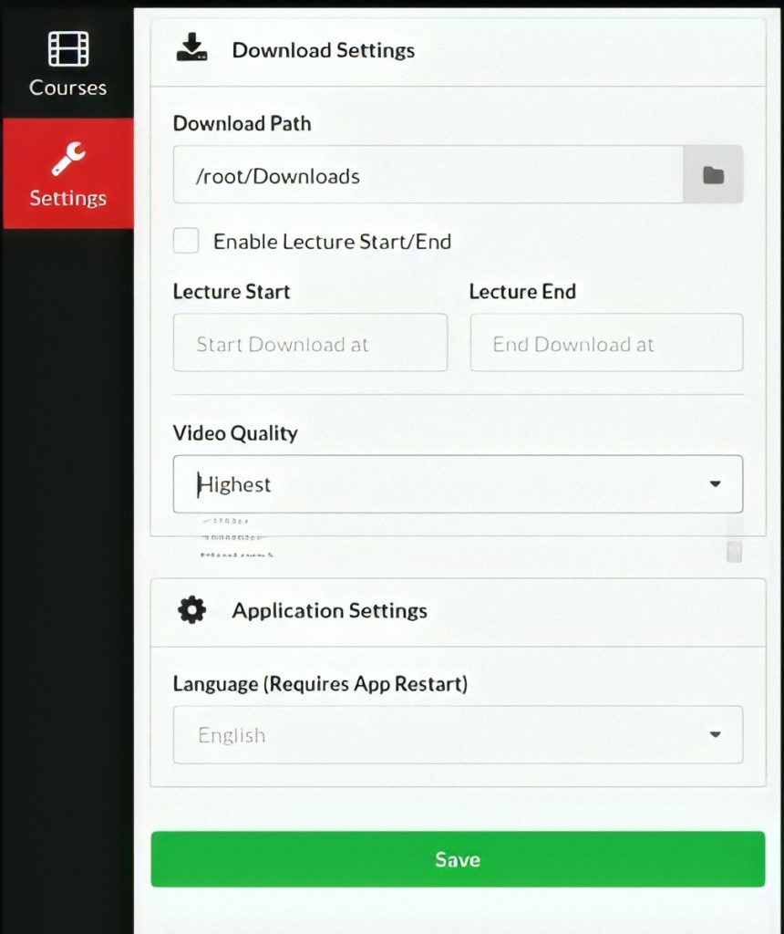 udemy download settings