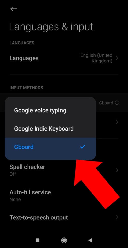 select keyboard